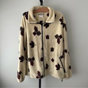 Vintage Nanuk Canadian Polar Fleece Full Zip Leaf Print Jacket Women’s XL